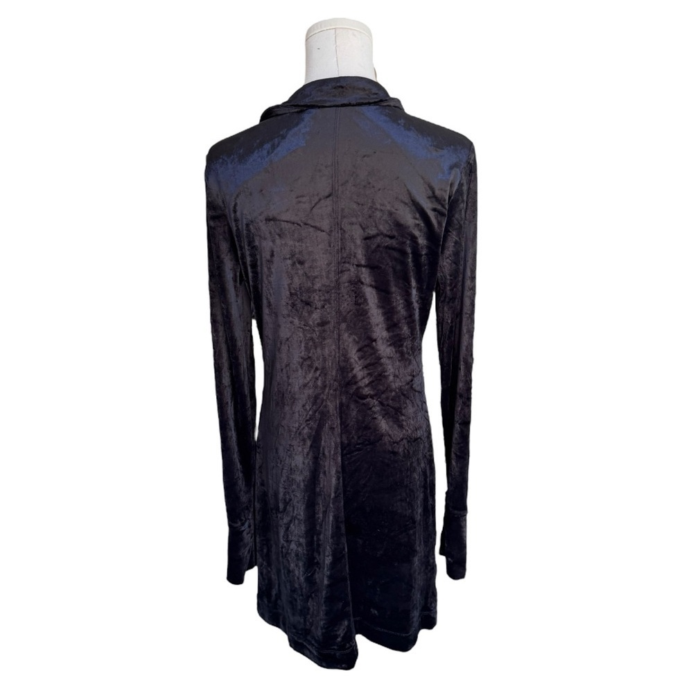 Free People - Shayla Velvet Button-Down Ruched Long Sleeve Mini Dress Sz M - Picture 6 of 10